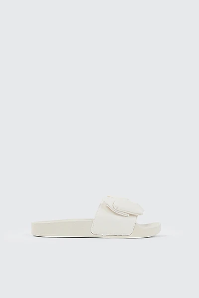 Ardene Kids Slides with Bow Detail in White | Size