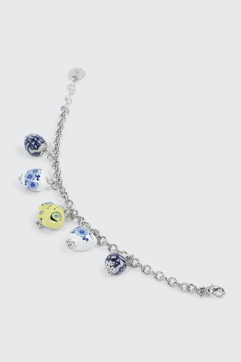 Collier à breloques cœurs et poissons