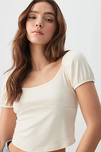 Ardene Super Soft Puff Sleeve Crop Top in | Size | Polyester/Elastane | Eco-Conscious