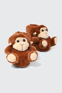 Pantoufles singes en peluche