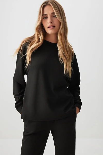 Ardene Oversized Waffle Knit Sweatshirt in | Size | Polyester/Spandex