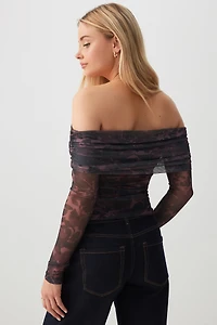 Haut à épaules dénudées en maille filet