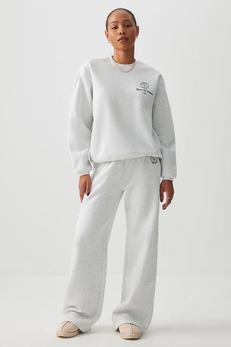 Chandail en molleton détendu à broderie