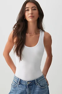 Ardene Effortless Basic Scoop Tank in White | Size Small | Polyester/Elastane | Eco-Conscious