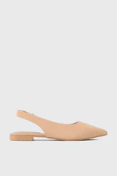 Ardene Pointed Toe Slingback Flats in Beige | Size | Faux Leather | Eco-Conscious