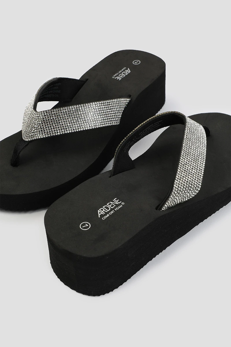 Sandales bride V à cristaux