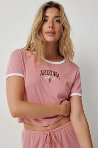 Ardene Super Soft PJ T-Shirt with Contrast Piping in Medium Pink | Size | Polyester/Spandex | Eco-Conscious
