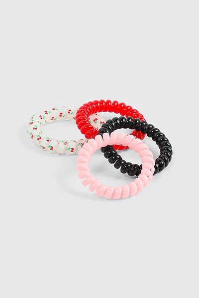 Ardene 4-Pack Coiled Hair Ties in Light Pink