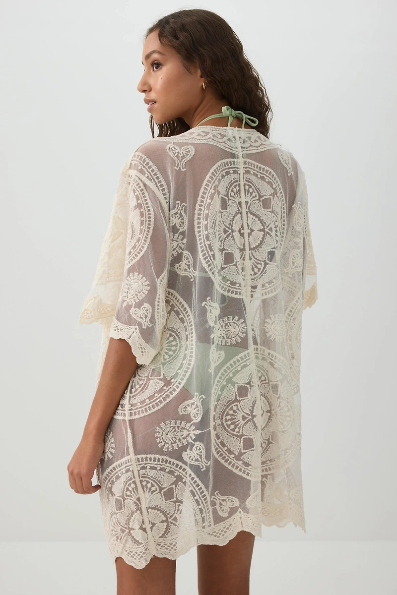 Cache-maillot brodé floral