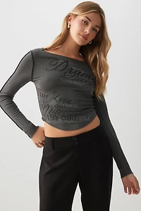 Haut à manches longues imprimé coutures exposées