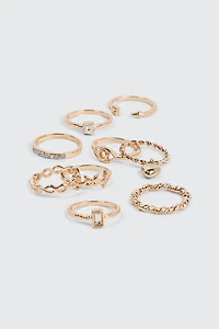 Lot de 9 bagues assorties dorées