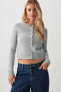 Ardene Short Classic Cardigan in Grey | Size | Polyester/Nylon