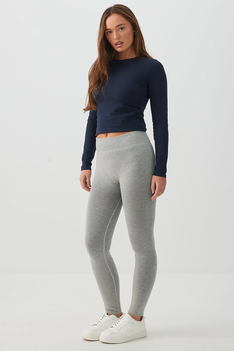 Ardene Faux Fur Lined Seamless Leggings in Grey | Size | Polyester/Rayon/Spandex