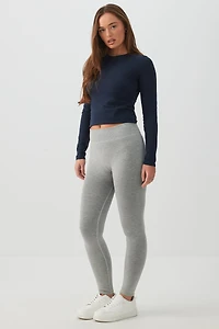 Ardene Faux Fur Lined Seamless Leggings in Grey | Size | Polyester/Rayon/Spandex