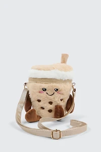 Ardene Kids Plush Mini Crossbody Bag in Beige | Polyester