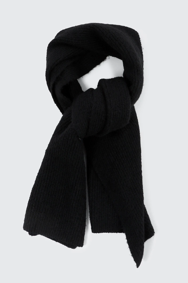 Ardene Super Soft Rib Scarf in Black | Polyester/Nylon/Elastane