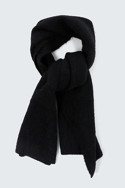 Ardene Super Soft Rib Scarf in Black | Polyester/Nylon/Elastane
