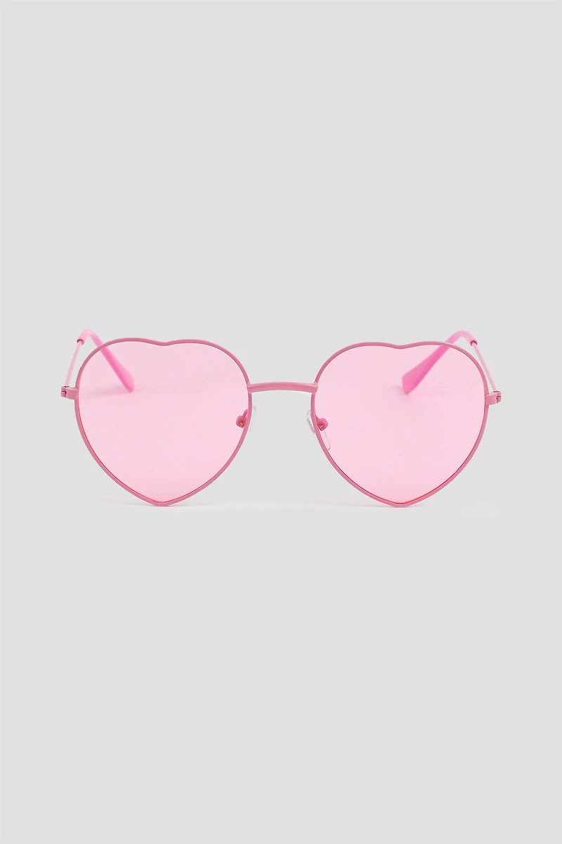 Ardene Heart Shaped Sunglasses in Light Pink