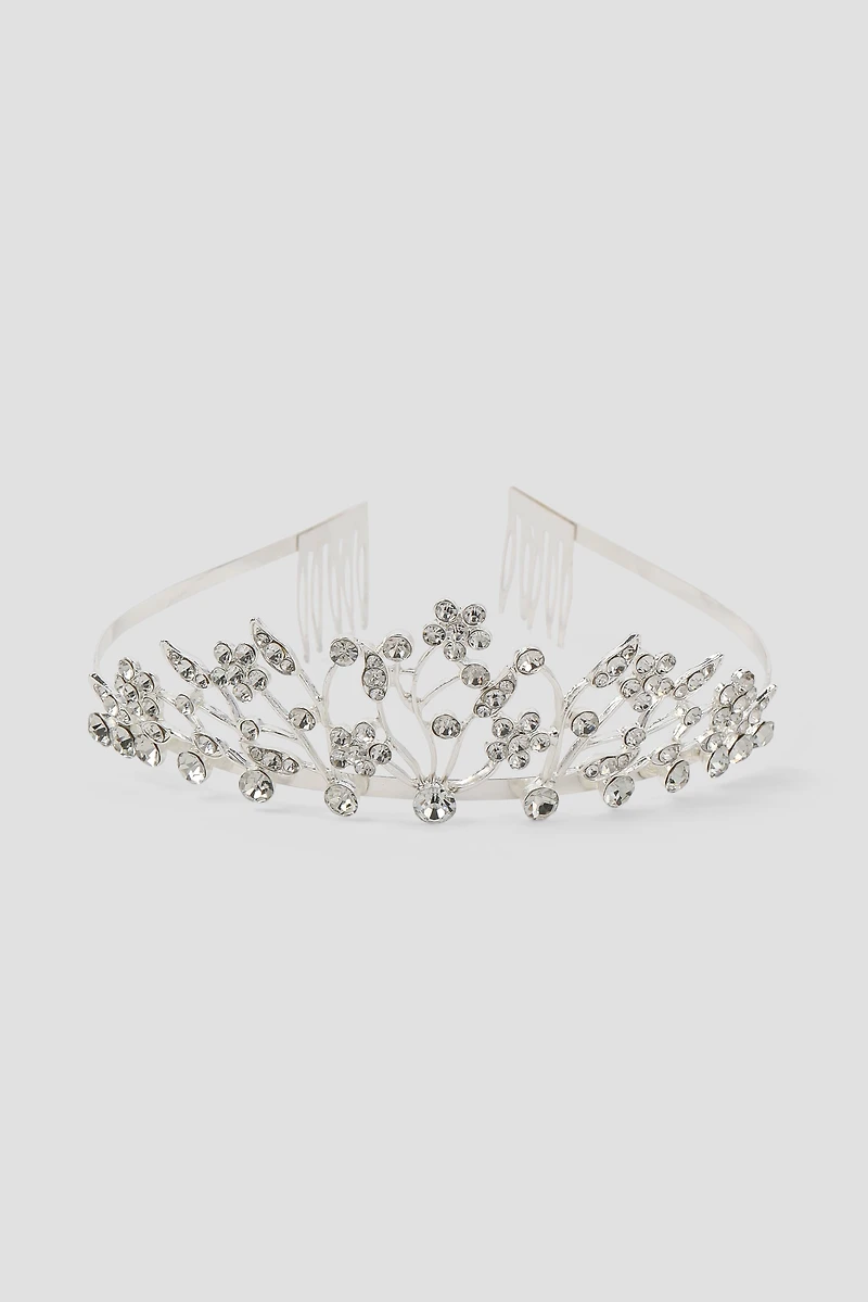 Ardene Floral Tiara in Silver
