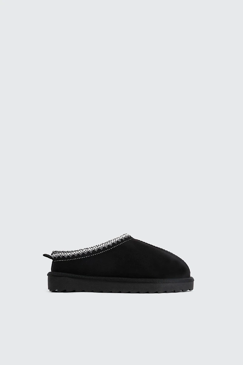 Ardene Kids Faux Sheepskin Clogs with Accent Trim in | Size | Faux Suede