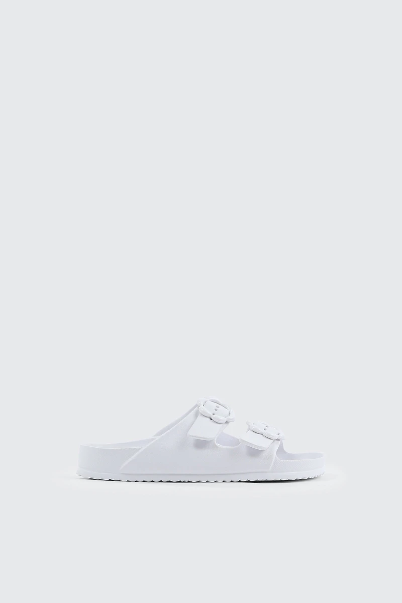 Ardene Kids Two-Strap Slide Sandals in White | Size