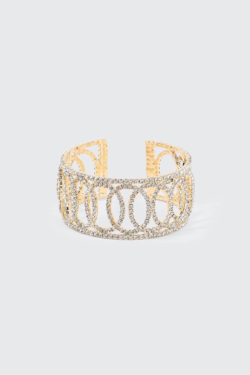 Ardene Rhinestone Loop Bangle in Gold