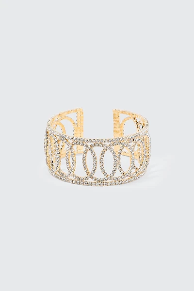 Ardene Rhinestone Loop Bangle in Gold
