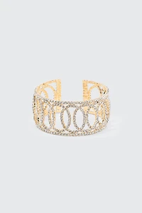 Ardene Rhinestone Loop Bangle in Gold
