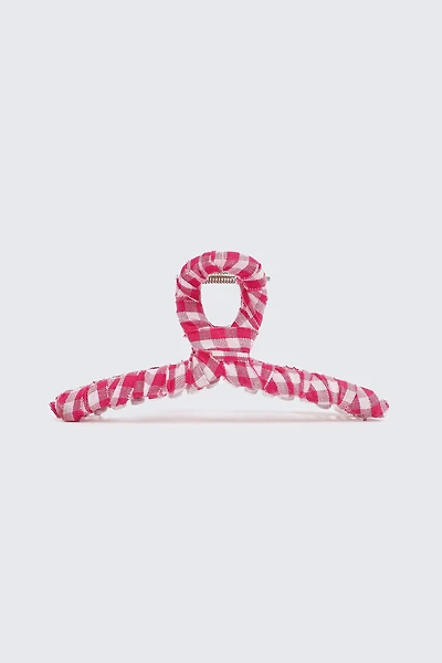 Ardene Gingham Loop Hair Claw in Medium Pink