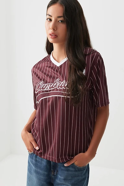 Ardene Cambridge Sports T-Shirt in Burgundy | Size | Polyester
