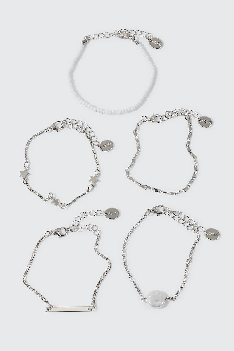 Ardene 5-Pack Star Charm Bracelets in Silver