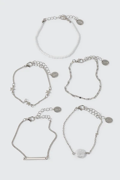 Ardene 5-Pack Star Charm Bracelets in Silver