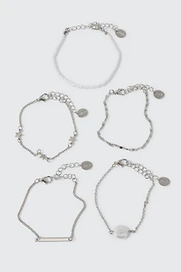Ardene 5-Pack Star Charm Bracelets in Silver