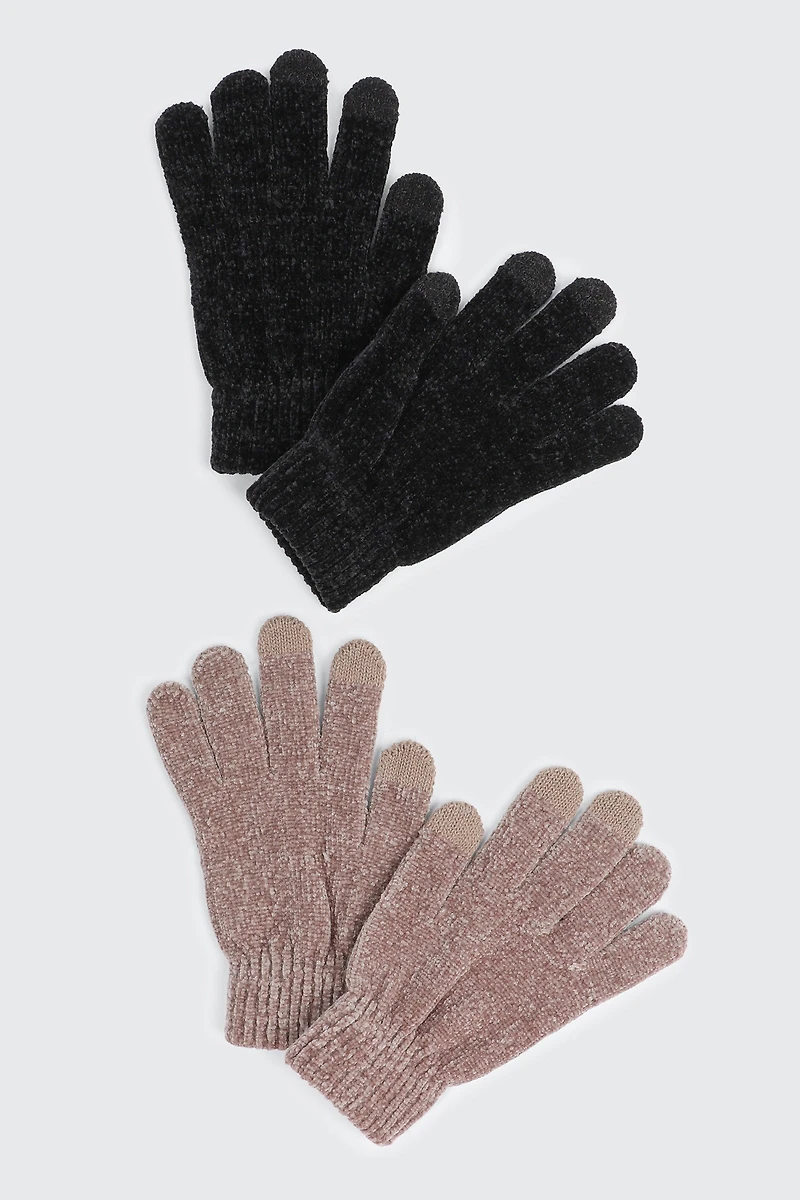 Ardene 2-Pack Chenille Gloves in | Polyester
