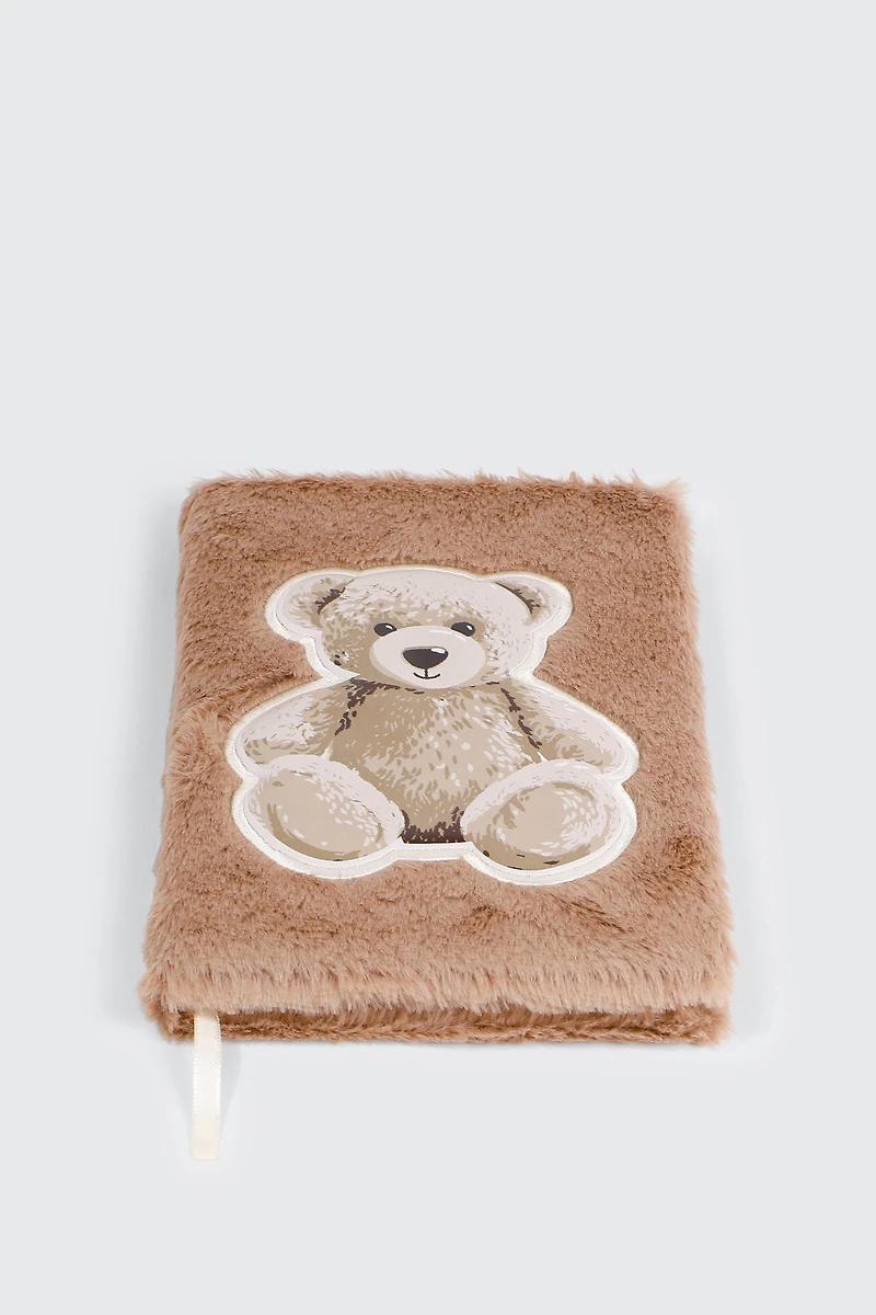 Ardene Kids Plush Teddy Bear Notebook in Brown