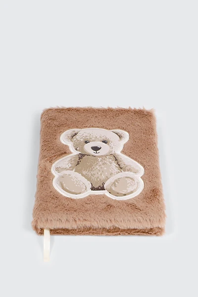 Ardene Kids Plush Teddy Bear Notebook in Brown