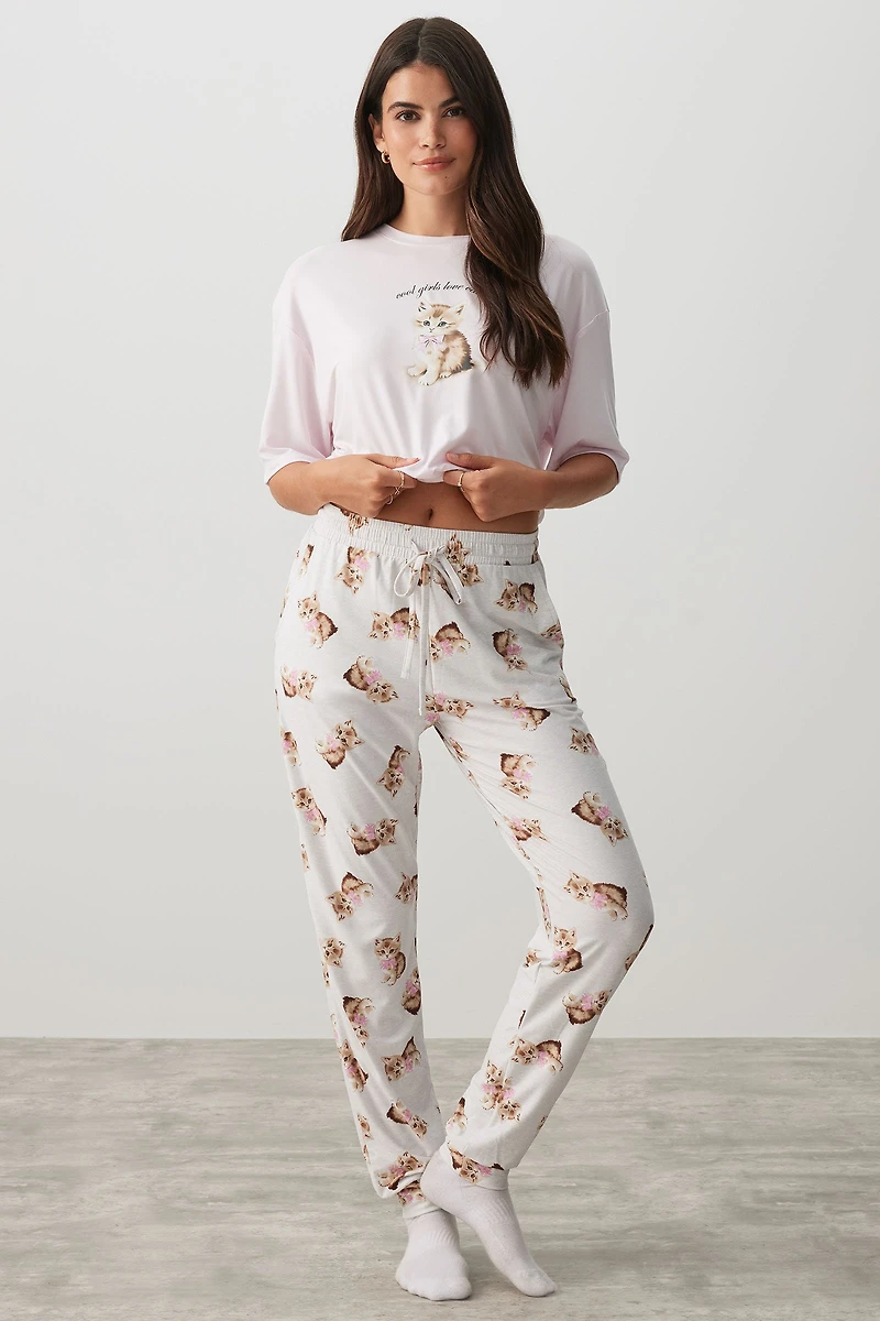 Ardene HUSHKNIT PJ Joggers in Beige | Size | Polyester/Elastane | Eco-Conscious