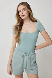 Ardene Seamless Scoop Neck Bodysuit in Light Green | Size | Polyester/Nylon/Elastane | Eco-Conscious