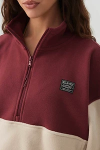 Chandail polaire demi-glissière à blocs de couleur