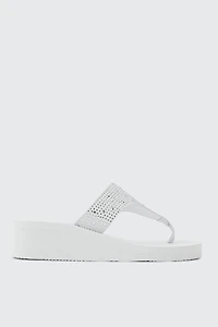 Ardene Embellished Wedge Flip-Flops Sandals in White | Size