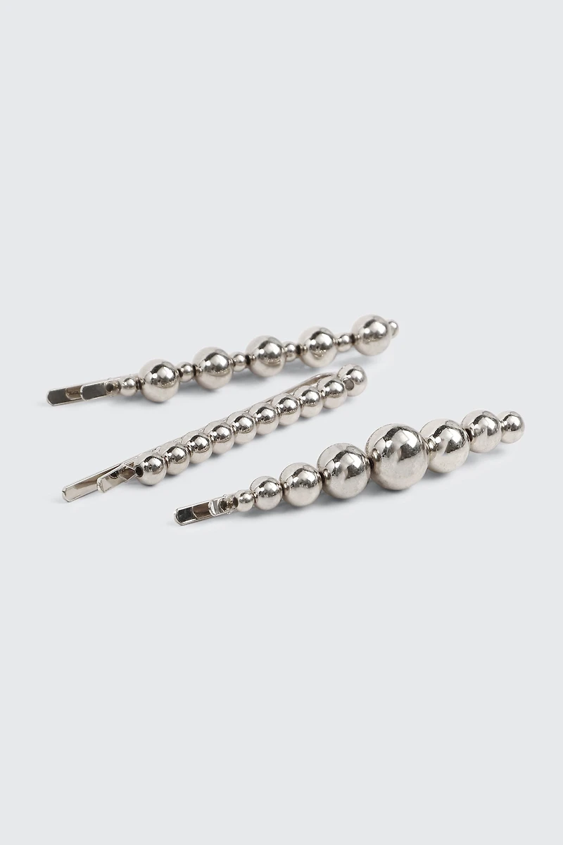Ardene 3-Pack Ball Hair Pins in Silver