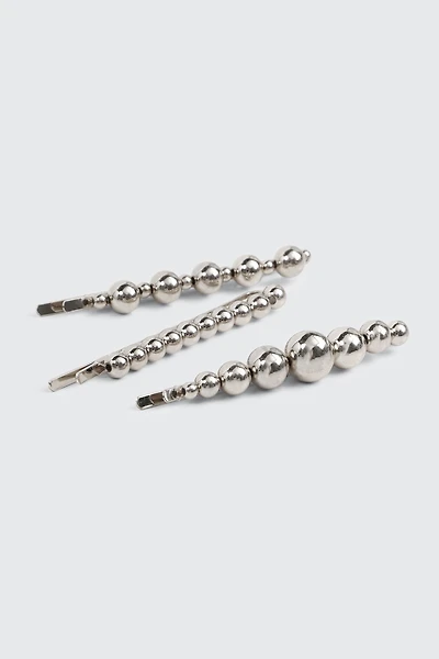 Ardene 3-Pack Ball Hair Pins in Silver