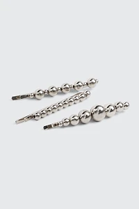 Ardene 3-Pack Ball Hair Pins in Silver