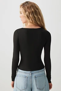 Haut à manches longues froncé l'avant