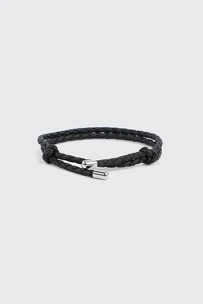 Ardene Man Adjustable Faux Leather Bracelet For Men in Black
