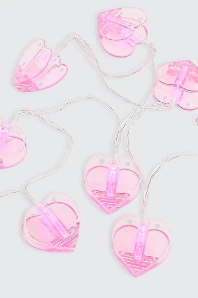 Ardene Heart Clip Light String in Light Pink