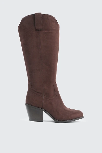 Ardene Cowboy Inspired Boots in Brown | Size | Faux Suede | Eco-Conscious