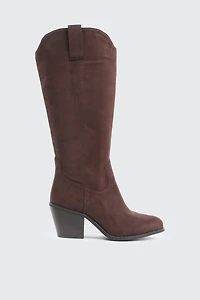 Ardene Cowboy Inspired Boots in Brown | Size | Faux Suede | Eco-Conscious