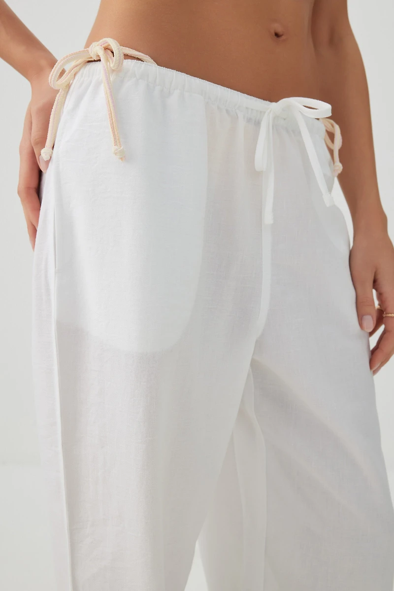 Pantalon large taille mi-haute