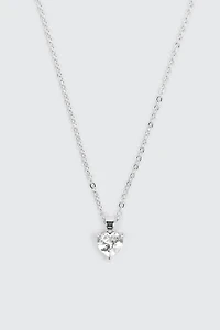 Collier cœur plaqué or blanc 14K